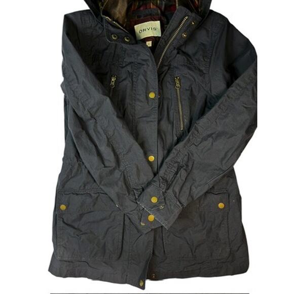 Orvis River Road Waxed Cotton Chore Coat Barn Jacket, Hooded | Sz S, Navy Blue - Picture 4 of 13